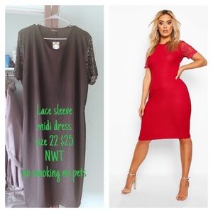 Lace sleeve bodycon dress.